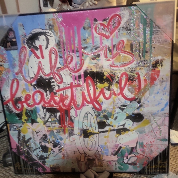 Other - Colorful 'Life is Beautiful' Art Canvas